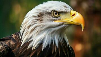 majestic bald eagle perching staring with strength photo