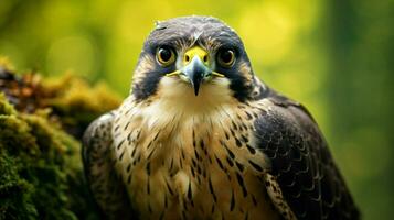 majestic falcon staring with sharp talons in focus photo