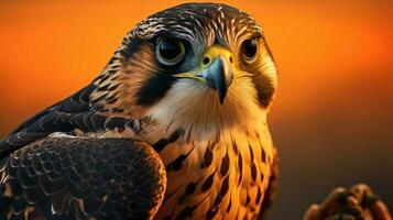 majestuoso halcón curioso con agudo garras en atención foto