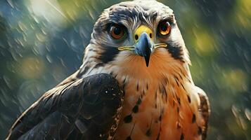 majestic falcon staring with sharp talons in focus photo