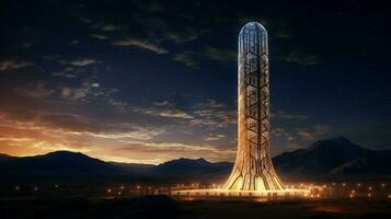 majestic minaret illuminates ancient indigenous culture photo