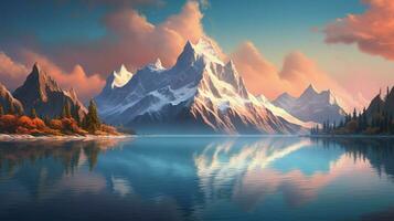 majestic mountain range reflects tranquil scene in water photo