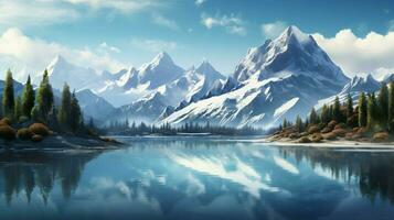 majestic mountain range reflects tranquil scene in water photo