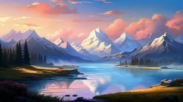 majestic mountain range tranquil scene at dawn photo