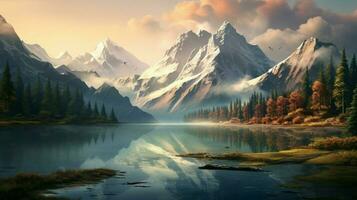 majestic mountain range reflects tranquil scene in water photo