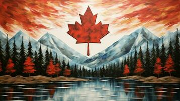 majestic mountain range tranquil scene canadian flag photo