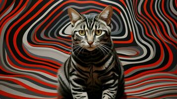 majestic striped feline staring with alertness photo