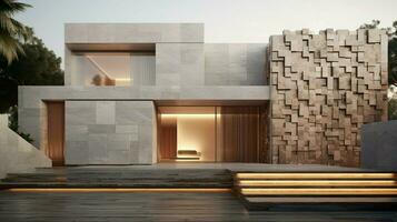 marbled block shapes adorn modern architecture with texture photo