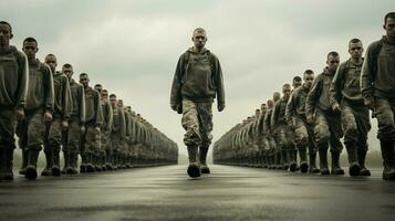 de marcha Ejército de hombres en uniforme y botas foto