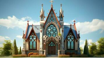 medieval chapel with gothic architecture stained glass photo