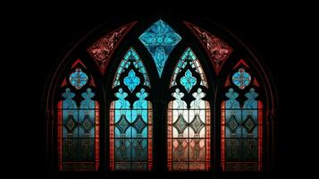 medieval chapel with gothic architecture stained glass photo