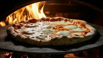 melting mozzarella on homemade pizza baked photo