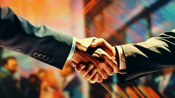 men shaking hands in successful business agreement photo