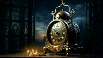 midnight alarm bell rings waking up old clock photo