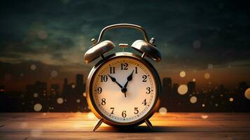 midnight countdown old fashioned alarm clock symbolizes photo