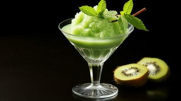 mint leaf garnish on gourmet dessert fresh fruit cocktail photo