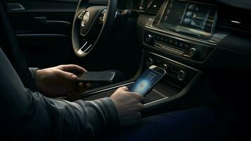 mobile device controls car with wireless technology photo