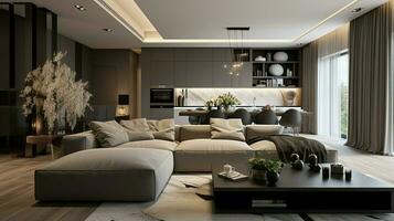 modern apartment interior with elegant decor and comfort photo