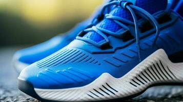 modern blue sports shoe design close up and fashionable photo