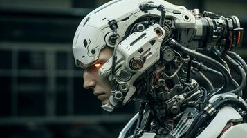 modern cyborg engineer designs futuristic robotic machine photo