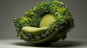 modern design comfortable chair natural plant decor photo