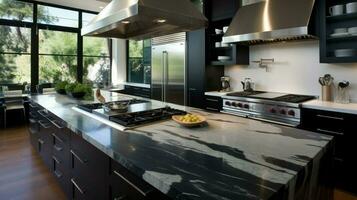 modern domestic kitchen design with elegant marble photo