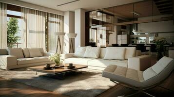 modern domestic room with elegant home interior design photo