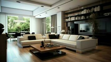 modern domestic room with elegant home interior design photo