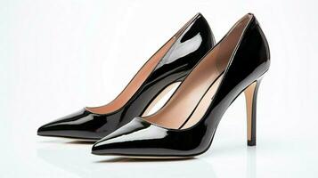 modern elegance shiny black patent leather high heels photo