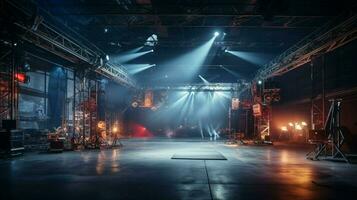 modern film studio illuminated by strobe light photo