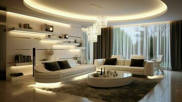 modern home interior with elegant decoration and lighting photo