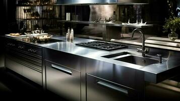 modern kitchen equipment in stainless steel design photo