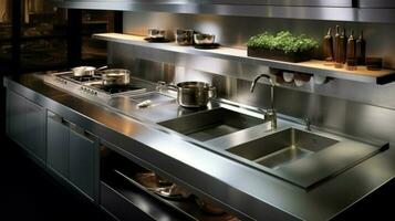 modern kitchen equipment in stainless steel design photo