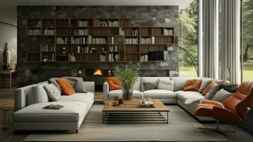 modern living room with elegant decor and comfortable photo