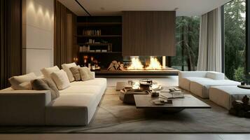 modern living room with elegant decor and comfortable photo