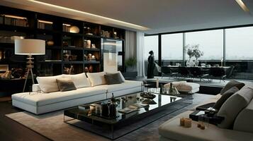 modern luxury apartment with elegant domestic interior photo