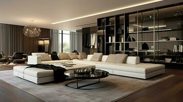 modern luxury apartment with elegant domestic interior photo