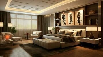 modern luxury in domestic room comfortable relaxation photo