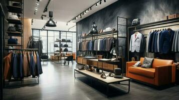 modern men fashion in retail boutique store photo