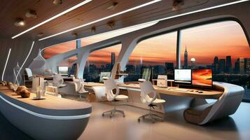 modern office design with computer equipment inside photo