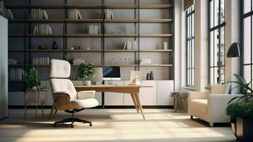 modern office with comfortable chair and desk photo