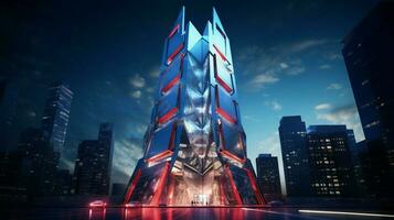 modern skyscraper reflects vibrant city life with futuris photo