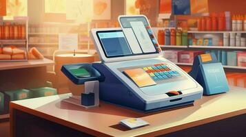 modern store checkout paying with credit card photo