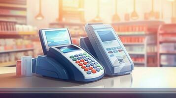 modern store checkout paying with credit card photo