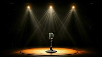 moderno destacar ilumina micrófono en etapa teatro foto