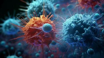 molecular structure of cancer cells under microscope photo