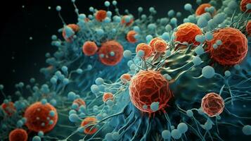 molecular estructura de cáncer células debajo microscopio foto