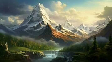 mountain peak rises majestically over the nature landscape photo