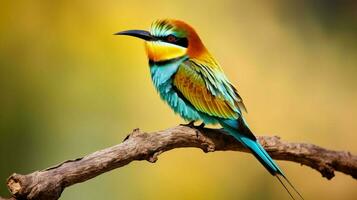 multi colored bee eater perching on branch outdoors photo