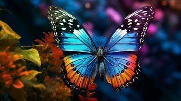 multi colored butterfly close up in vibrant nature photo